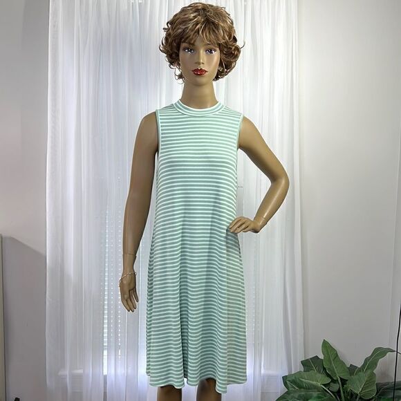 a:glow Dresses & Skirts - A:Glow Green Striped Dress Large NWT